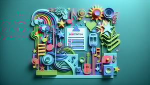 Paper art illustration depicting a singing contest registration form design for an article on FormCreatorAI