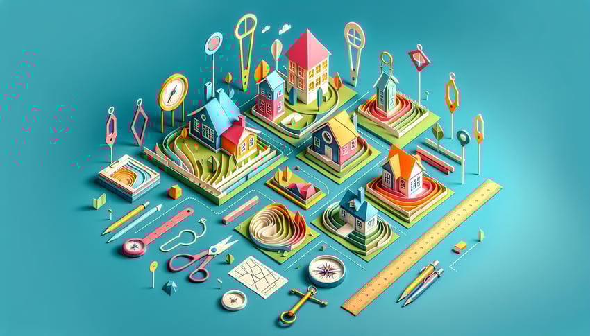 Paper art illustration depicting a property survey form for FormCreatorAI article