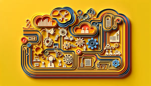 Paper art illustration depicting a job work order form for FormCreatorAI article