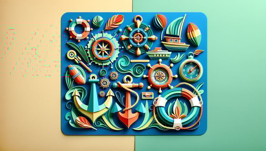 Paper art illustration featuring a yacht preference sheet form for an article on FormCreatorAI