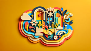 Paper art illustration related to client onboarding questionnaire form template and FormCreatorAI.