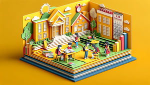 Paper art illustration featuring a university resident assistant application form template and related design elements