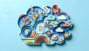 paper art illustration featuring a Youth Advisory Committee application form template with design elements and vibrant colors