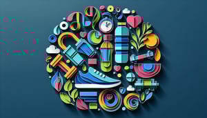 Paper art illustration depicting a fitness accountability check-in form with motivational elements and organized sections