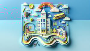 Paper art illustration depicting a leave application form template for school use.