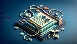 Paper art illustration featuring a medical waiver form for an article about Medical Waiver Form Template FormCreatorAI