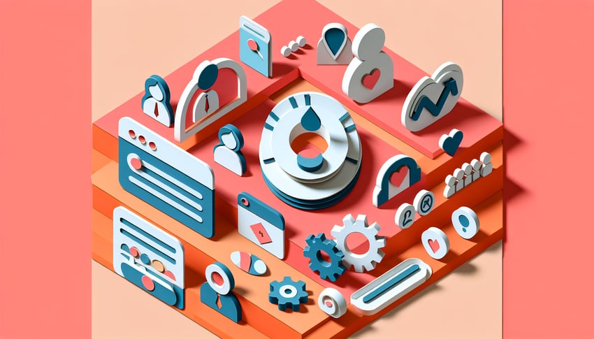 paper art illustration for community needs assessment template form showing various elements like checkboxes and charts