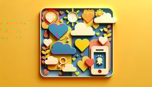 Paper art illustration featuring a dating application form and design elements for an article on FormCreatorAI