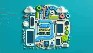 Paper art illustration showcasing an equipment return form with decorative elements for an article on FormCreatorAI