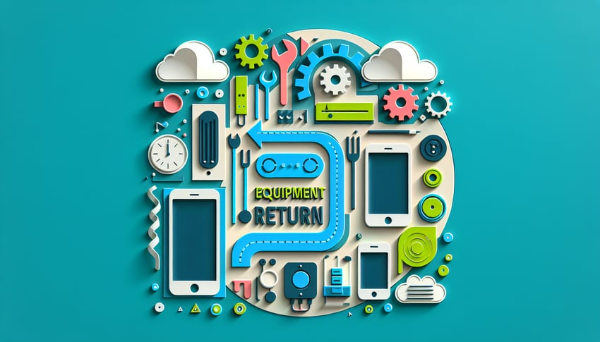 Paper art illustration showcasing an equipment return form with decorative elements for an article on FormCreatorAI