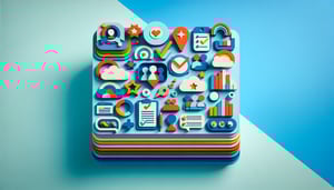 paper art illustration depicting an employee opinion survey form with various questions and checkboxes for feedback