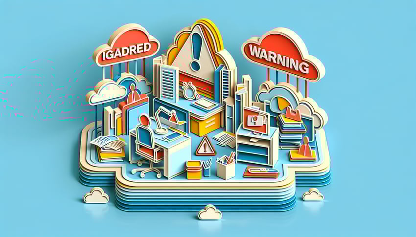 paper art illustration depicting an employee warning form with a professional design for FormCreatorAI article