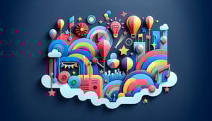 Paper art illustration depicting an event ticket form template for FormCreatorAI article