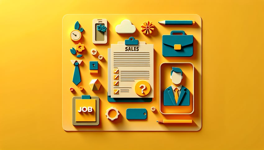 Paper art illustration representing a sales person job application form template for FormCreatorAI article