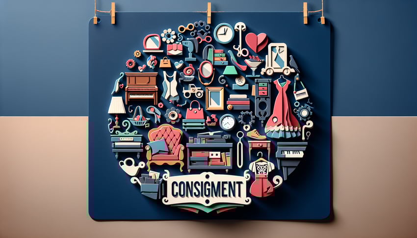 Paper art illustration representing a consignment form template design and features