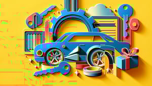 Paper art illustration depicting a vehicle database form template design for FormCreatorAI article