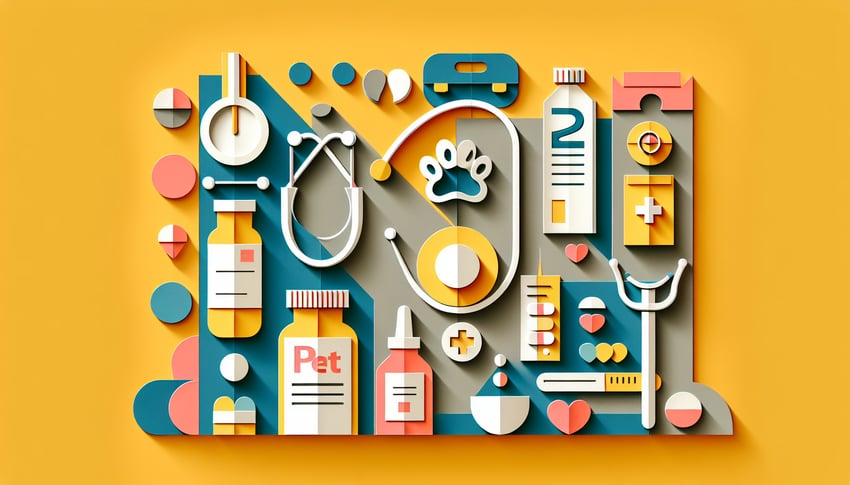 Paper art illustration showcasing a pet prescription form template for FormCreatorAI article
