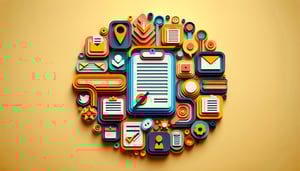 Paper art illustration representing a client documentation information request form template for FormCreatorAI article