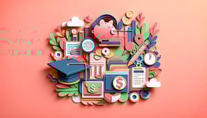 Colorful paper art illustration representing a financial aid application form template for FormCreatorAI