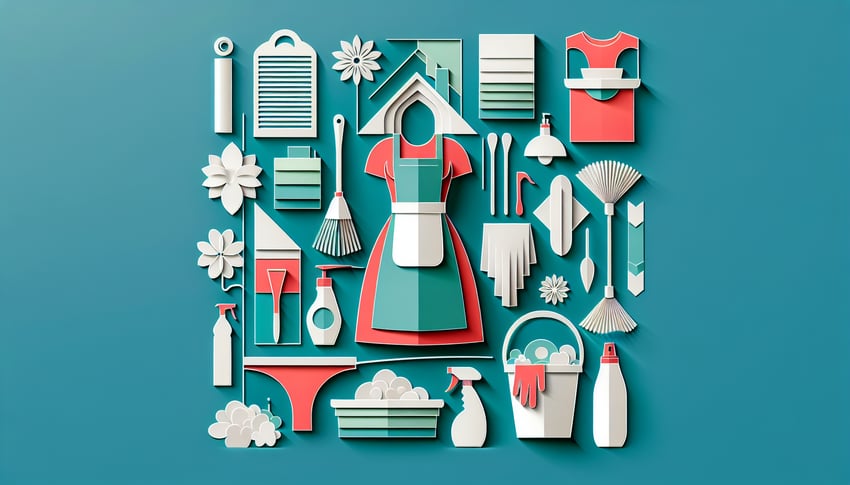 Paper art illustration depicting a maid worker application form for FormCreatorAI article.