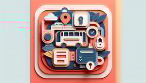 Paper art illustration depicting a bus rider information and permission form template for FormCreatorAI