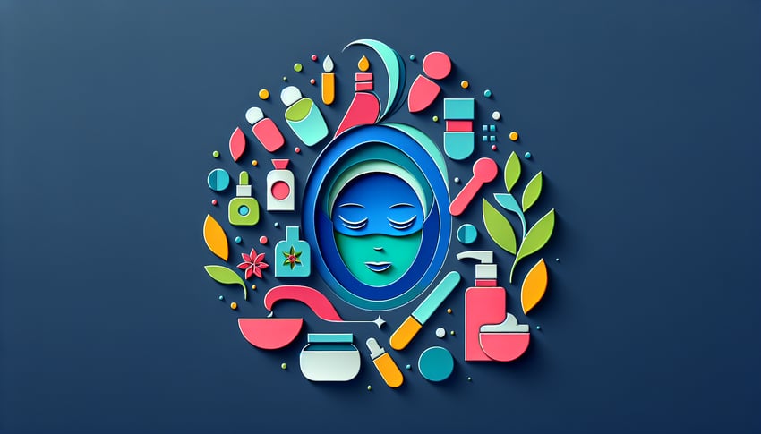 Paper art illustration depicting an esthetician client intake form template for FormCreatorAI article.