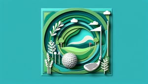 Paper art illustration featuring a golf scorecard template for use in creating custom forms.