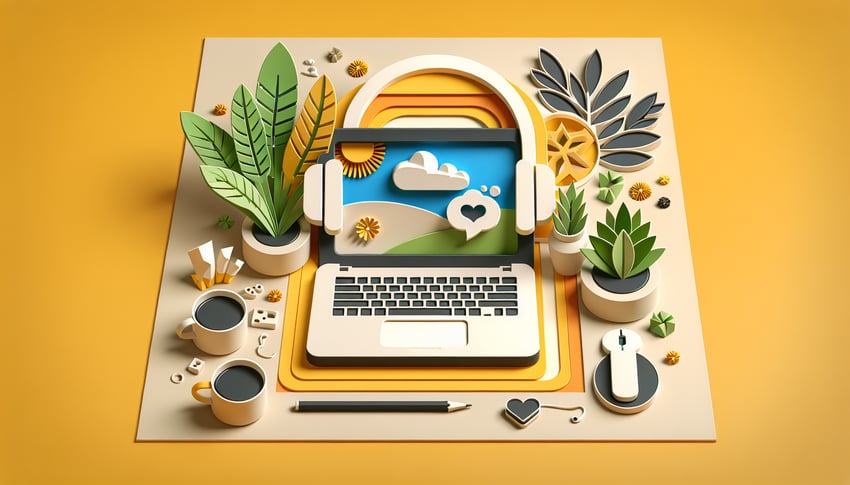 Paper art illustration representing a work from home request form for a FormCreatorAI article