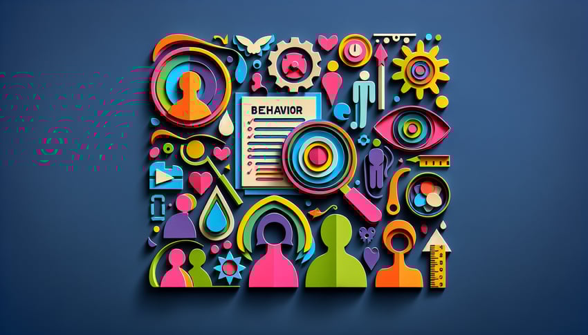 paper art illustration depicting a behavior observation form template with colorful elements and structured layout