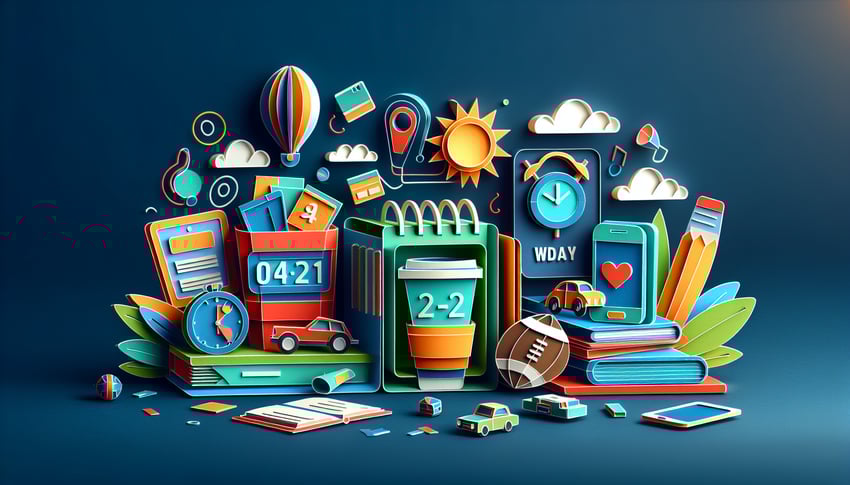 Paper art illustration showcasing a day of the week form template for FormCreatorAI article