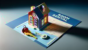 Paper art illustration depicting a room rental application form for FormCreatorAI article
