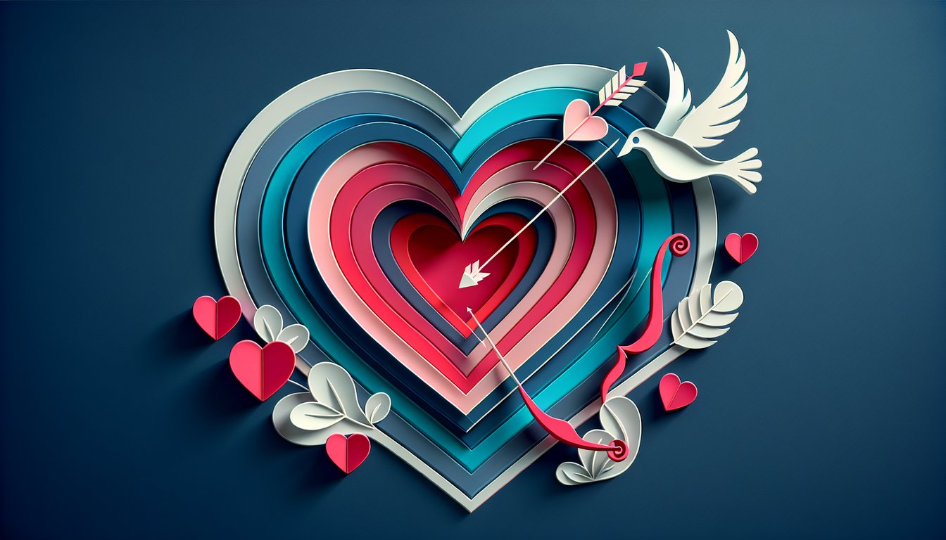 paper art illustration featuring hearts and flowers for Valentines Form Template article