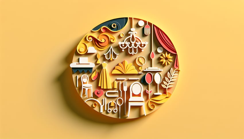 Paper art illustration showcasing an event facility rental agreement form template for FormCreatorAI