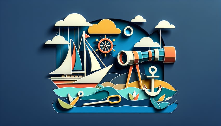 Paper art illustration related to boat appraisal form template and FormCreatorAI features