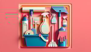 Paper art illustration depicting a cleaning service agreement form template for FormCreatorAI article