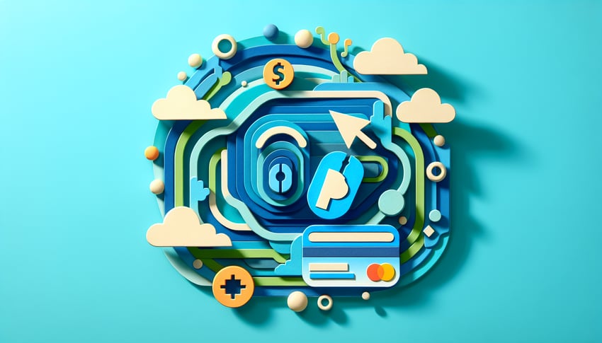 Paper art illustration showcasing a PayPal payment form template for a digital article on FormCreatorAI