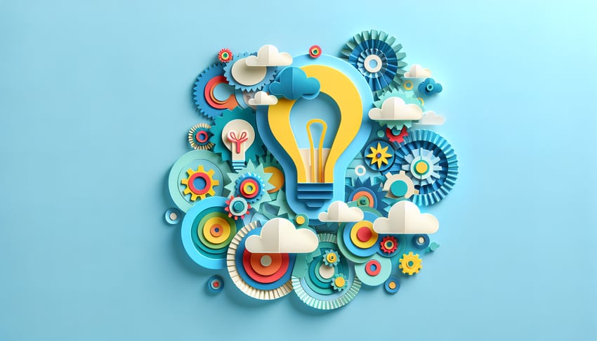 Paper art illustration depicting a feature request form template for FormCreatorAI article.