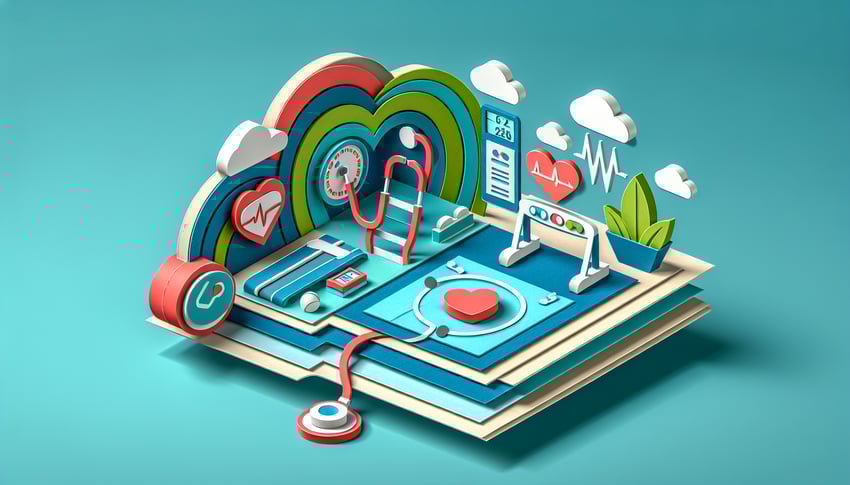 Paper art illustration depicting an employee physical examination questionnaire form for FormCreatorAI article