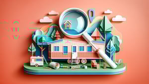 Paper art illustration depicting a mobile home inspection form with checkboxes and notes for the article about FormCreatorAI.