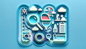 paper art illustration depicting a swimming pool inspection form with checkboxes and guidelines for proper inspection