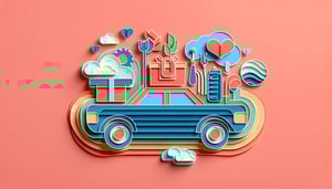 Paper art illustration depicting a vehicle donation form design for an article on FormCreatorAI
