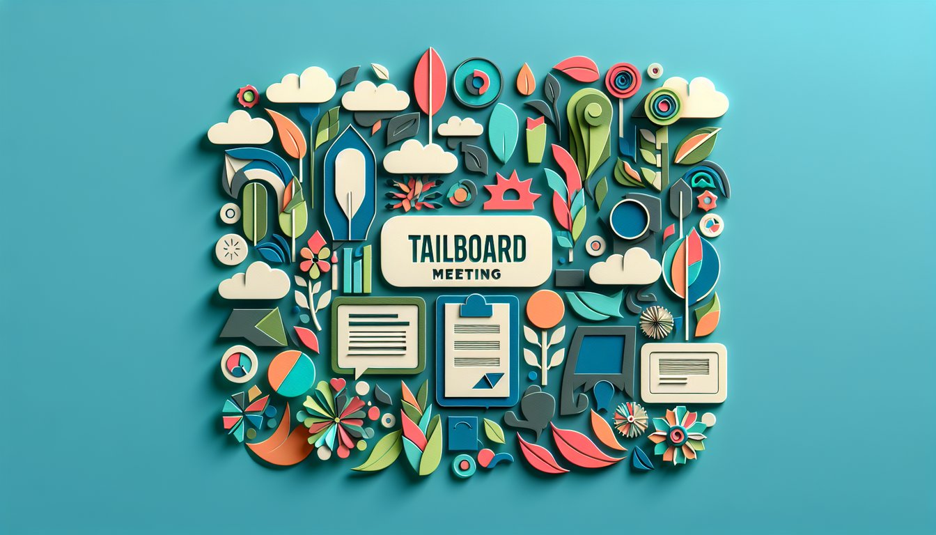 Paper art illustration depicting a tailboard meeting form for FormCreatorAI article