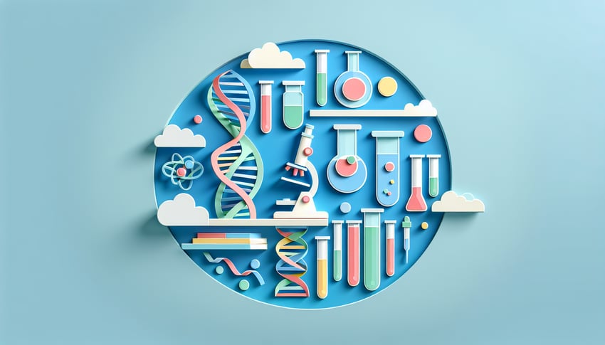 Paper art illustration depicting a laboratory result form template for FormCreatorAI article