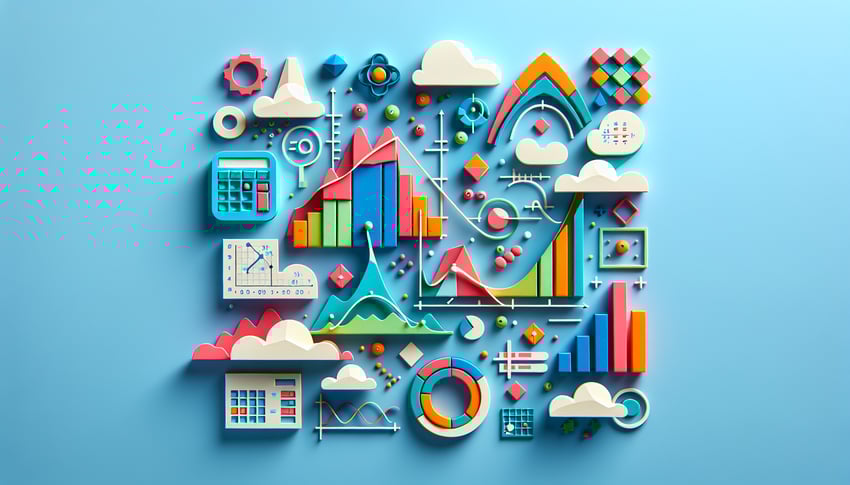 Paper art illustration featuring math-themed designs and a survey form layout for FormCreatorAI article