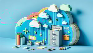 Paper art illustration showcasing an office policy template form for FormCreatorAI article.