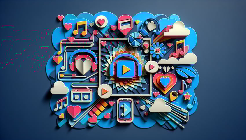 Paper art illustration featuring a virtual fan club registration form design with vibrant colors and engaging elements.