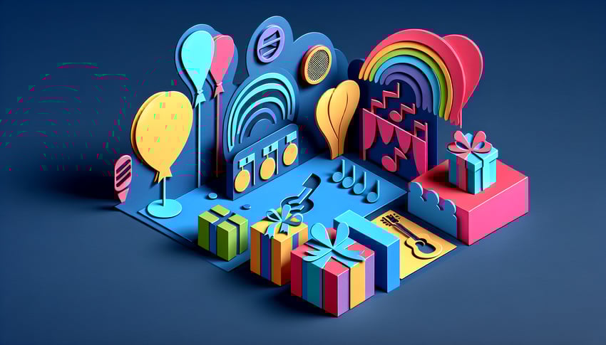 Paper art illustration depicting event sponsorship elements for FormCreatorAI.