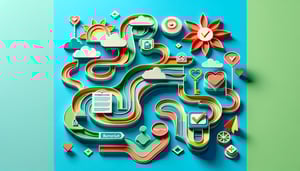 Colorful paper art illustration depicting a waiver request form for FormCreatorAI artigo.