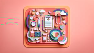 Paper art illustration representing a medical assistant evaluation form for an article on FormCreatorAI