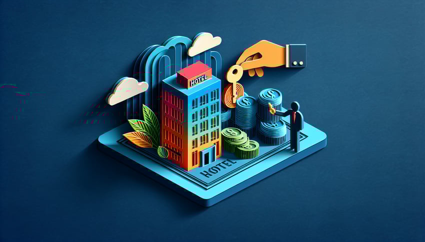 Paper art illustration showcasing a hotel deposit refund form template for FormCreatorAI article